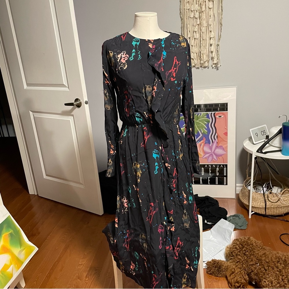 & Other Stories floral frilled midi dress